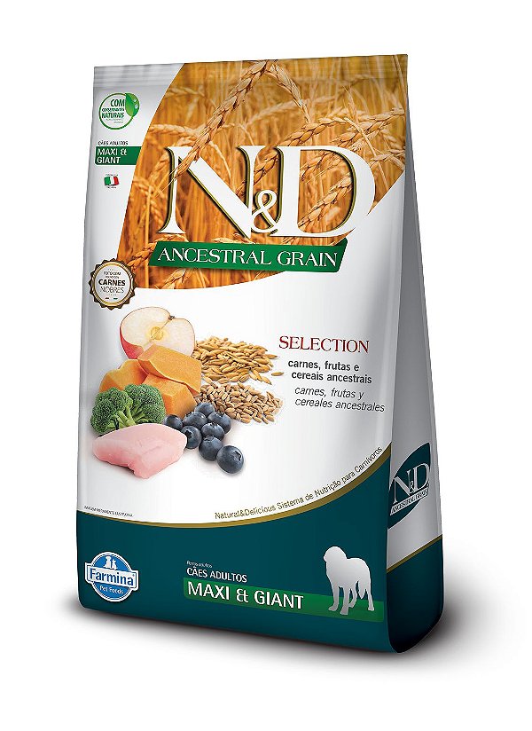Ração Cães Adultos N&D Ancestral Grain Selection Maxi e Giant  15kg