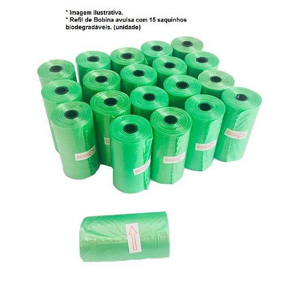 Cata Caca Refil Biodegradável Verde - 15 Saquinhos (Unidade)