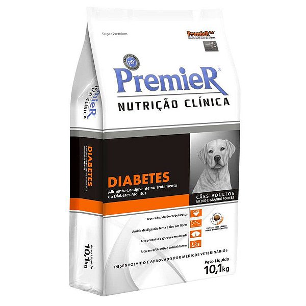 Ração Premier Nutrição Clínica Diabetes Cães Médios e Grandes 10,1 kg