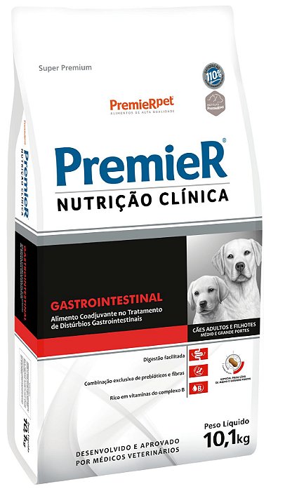 Premier Nutrição Clínica Gastrointestinal Cães Médios e Grandes 10,1 kg