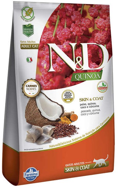 Ração Gatos Adultos N&D Quinoa Skin & Coat Peixe 7,5 kg