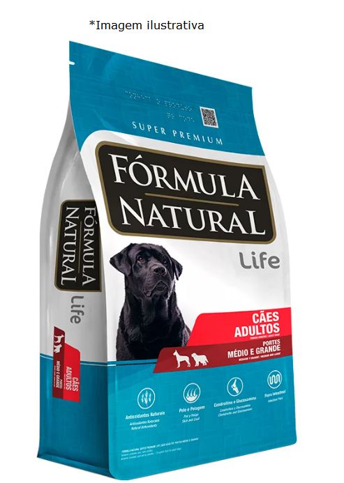 Ração Fórmula Natural Life Cães Adultos Raças Médias e Grandes 15kg