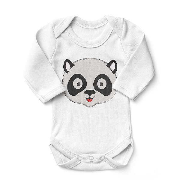 Body Bebê Manga Longa Panda