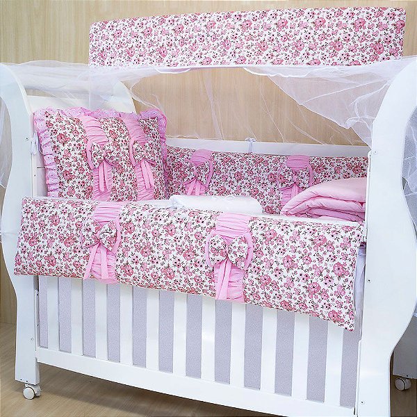 Kit Berço Menina Primavera 9 Peças | Mega Loja do Bebê - Mega Loja do Bebê:  enxoval para bebê, kit berço, kit cama babá, cortina e roupinhas