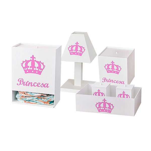 Kit Higiene Imperial Princesa Rosa Mdf