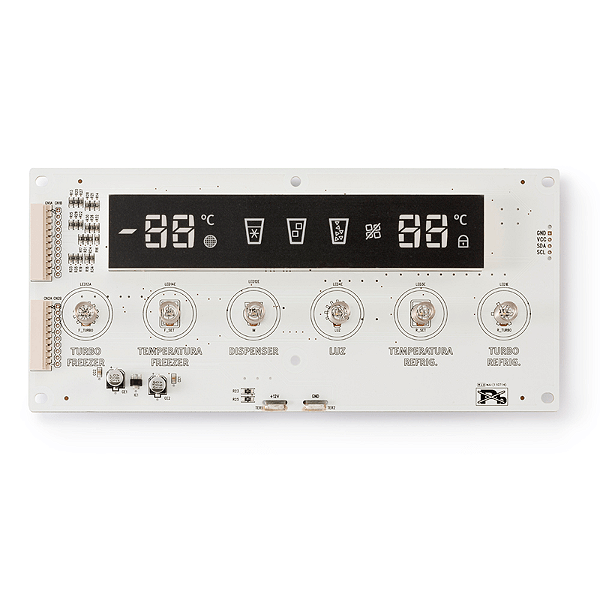 Placa Display da Geladeira Electrolux Frost Free Side by Side 504L Inox SS91X