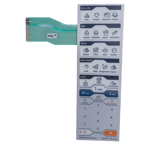 Membrana do Painel de Comando Micro Ondas Midea Liva 30L MTAS41