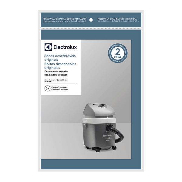 Sacos Descartáveis Aspirador de Pó e Água Electrolux 12L Inox GT12I