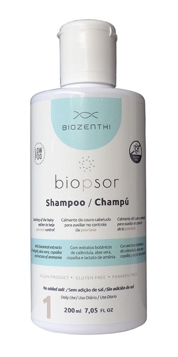 BIOZENTHI - Biopsor Tratamento da Psoríase Shampoo 200ml - Natural Vegano Sem Glúten