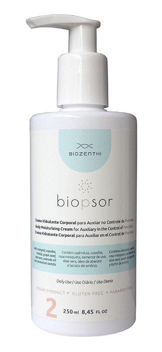 BIOZENTHI - Biopsor Tratamento da Psoríase Hidratante Corporal 250ml - Natural Vegano Sem Glúten