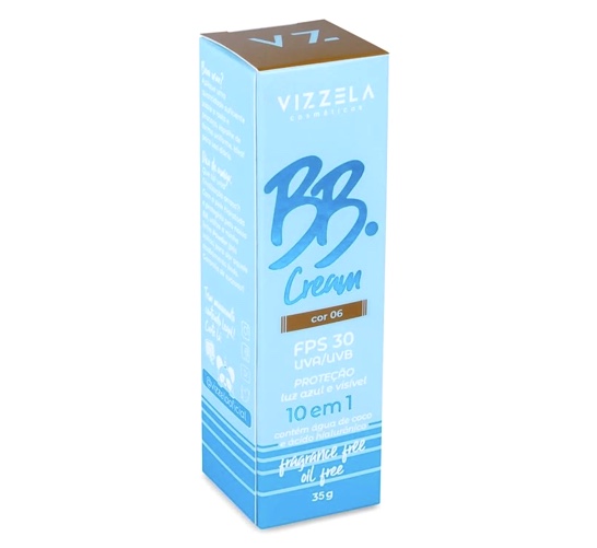 VIZZELA - BB Cream 10 em 1 - Cor 06 - Uva/uvb-fps30 - Vegano Sem Parabenos
