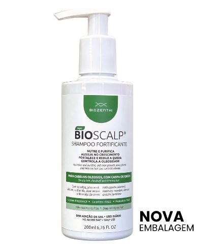 BIOZENTHI - Bioscalp Shampoo Controle Caspa Queda e Oleosidade 200ml - Vegano Sem Glúten