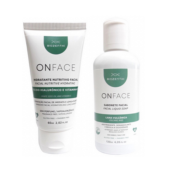 BIOZENTHI - ONFACE Kit Sabonete Facial Adstringente e Hidratante Nutritivo Facial - Natural Vegano Sem Glúten