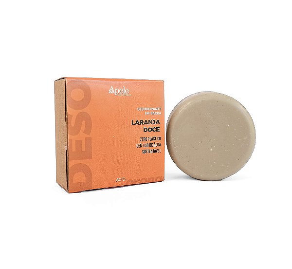 APELE - Desodorante em Barra Sólido de Laranja Doce 80g - Natural Vegano Sem Glúten