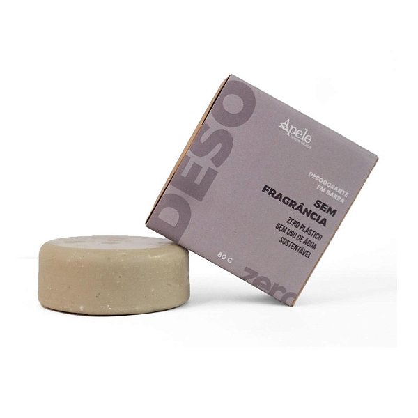 APELE - Desodorante em Barra Sólido Sem Fragrância 80g - Natural Vegano Sem Glúten
