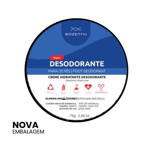 BIOZENTHI - Desodorante Para Os Pés Hidratante Refrescante 70g - Natural Vegano Sem Glúten