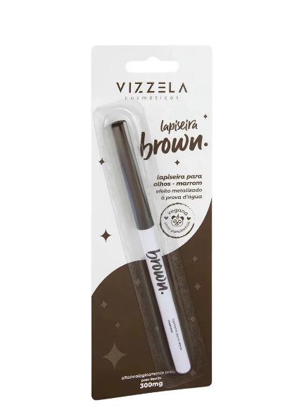 VIZZELA - Lápis Lapiseira Para Olhos Brown Marrom Efeito Metalizado - Vegana Natural Sem Parabenos