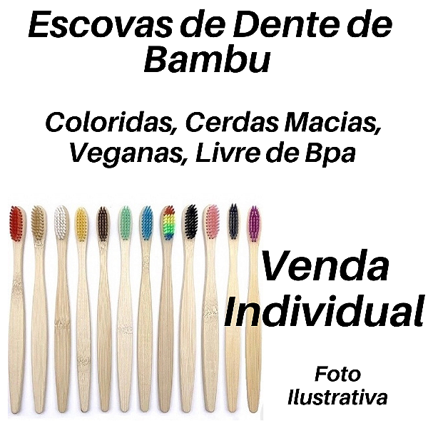 ÁRVIDA - Escova De Dente De Bambu - Coloridas Cerdas Macias Veganas Livre De Bpa​