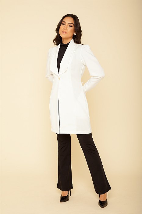 Jaleco Feminino Manga Longa Off White  Anne