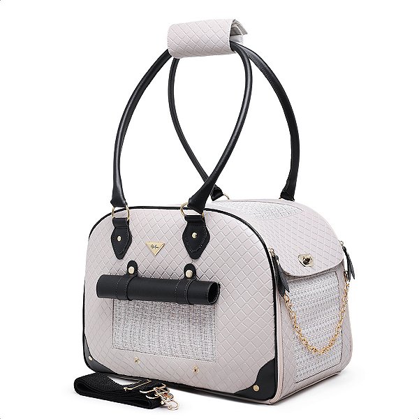 Bolsa Pet Rita Acuio Marfim Matelassê com Preto G