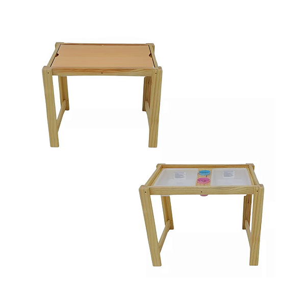 Mesa Sensorial Montessoriana Infantil de Madeira Pinus com Bandejas | Vica Decor