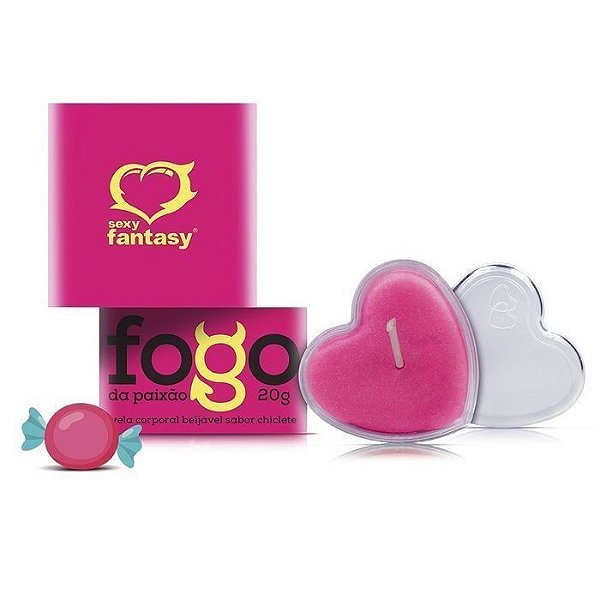 VELA FOGO DA PAIXÃO BEIJÁVEL CHICLETE 20G SEXY FANTASY