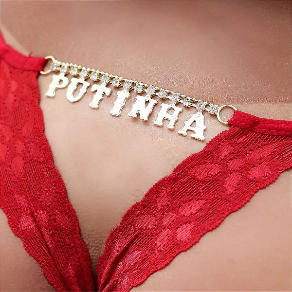 CALCINHA GISLAINE STRASS PUTINHA COR VERMELHA