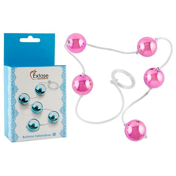 BOLINHA TAILANDESA METALIZADA ROSA 2CM 05 BOLINHAS