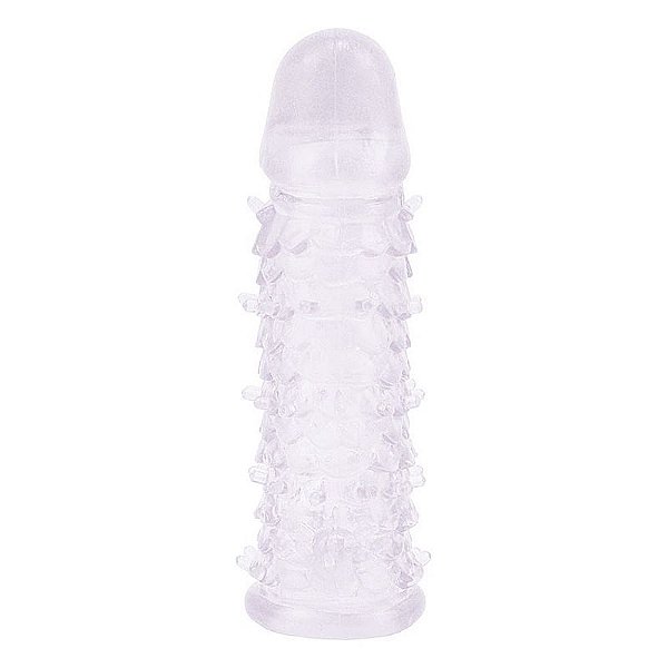 CAPA PENIANA TEXTURIZADA COM ESTIMULADOR DE CLITÓRIS 14CM - SI