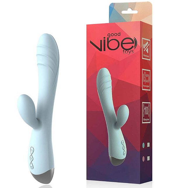 VIBRADOR PONTO G DUPLO 10 MODOS DE VIBRAÇÃO AZUL GINI