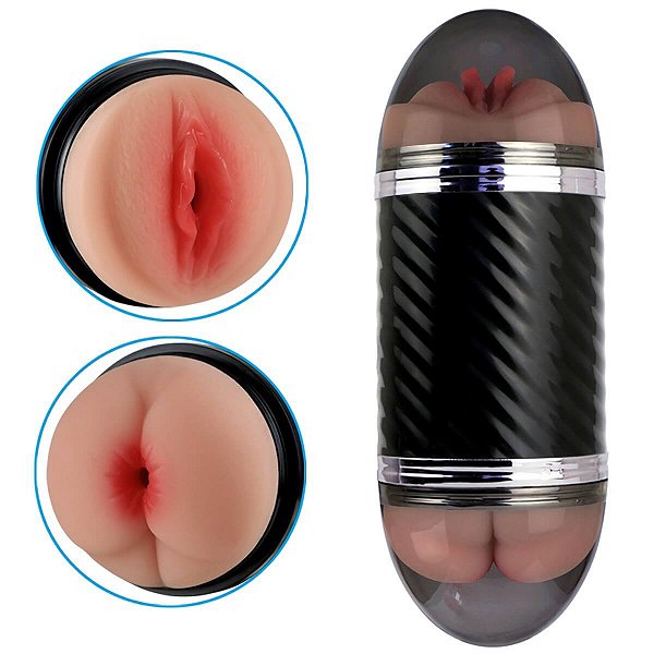 MASTURBADOR MASCULINO DUPLO VAGINA E ÂNUS 19 CM
