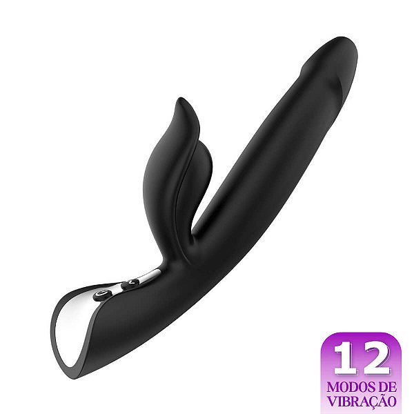 VIBRADOR COM ESTIMULADOR DE CLITÓRIS - PRETO - XUANAI