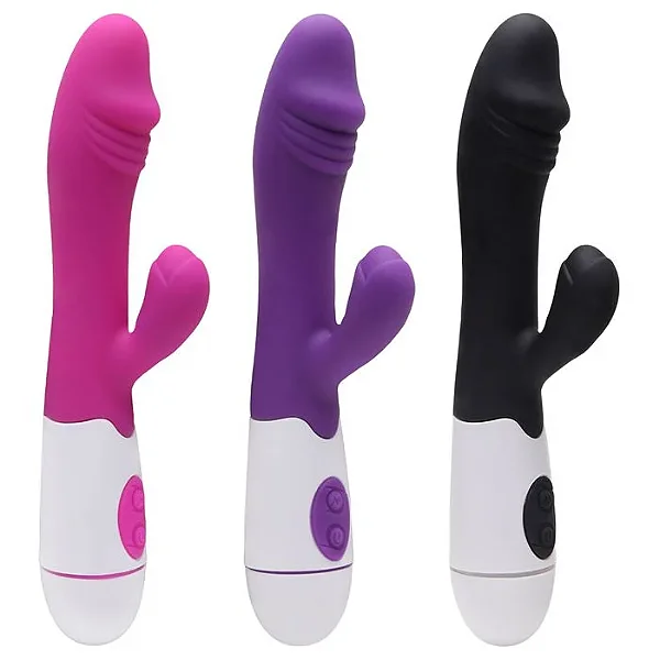 VIBRADOR COM ESTIMULADOR CLITORIANO DAPHINS - À PILHA VP-011