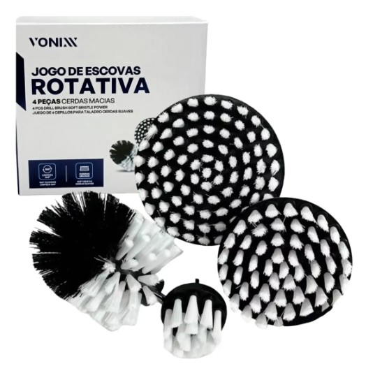 Kit 04 Escova Rotativa Cerdas Macias - Vonixx