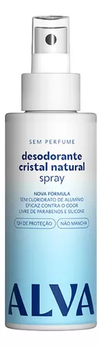 Desodorante Spray Cristal Natural Sem Perfume Vegano 120ml - Alva