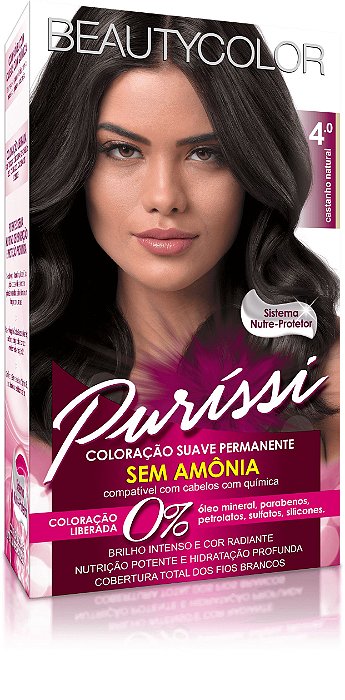 Coloração Suave Permanente Sem Amônia Puríssi - Castanho Natural 4.0