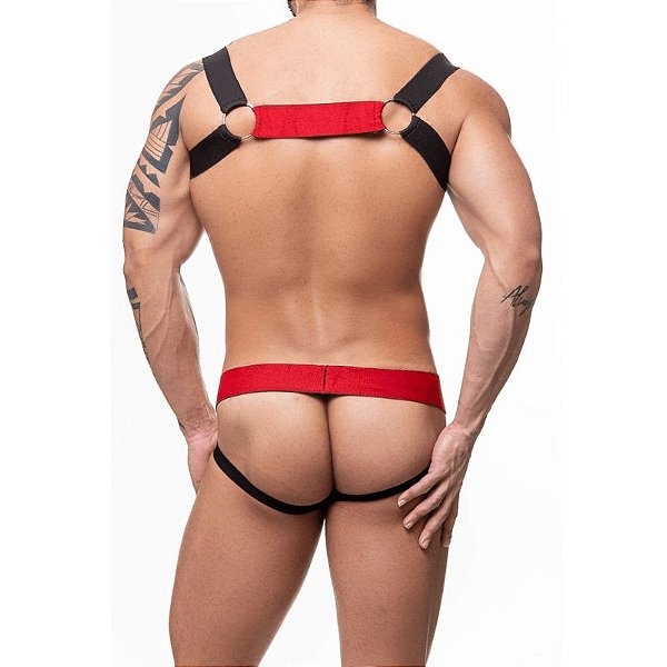 JOCK STRAP PRETO E VERMELHO (SD127)