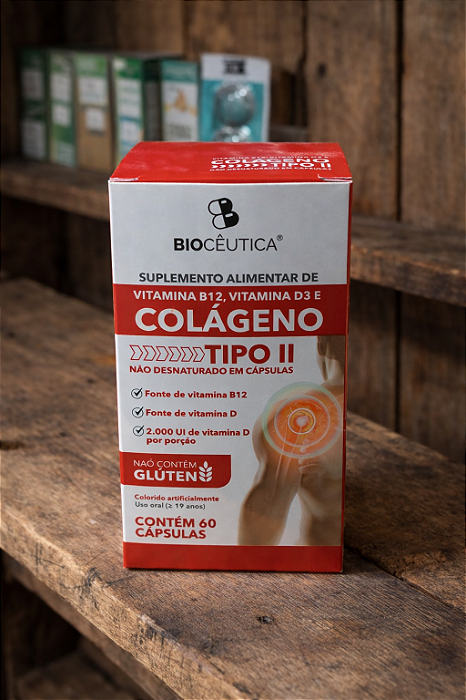 Colágeno tipo 2 com B12 E D3 2000ui de Vitamina D por porção 60cáps