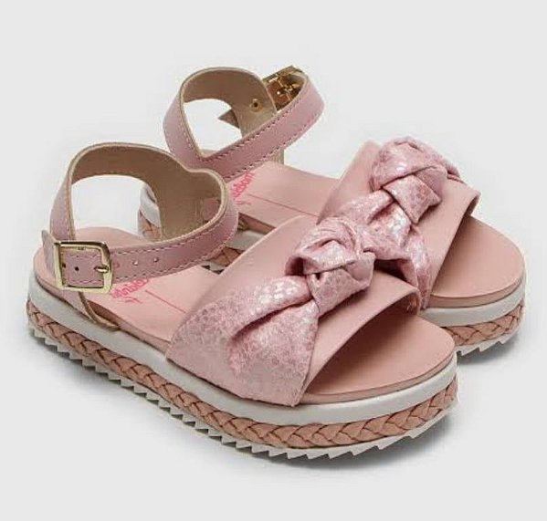 Sandália Infantil Menina molekinha Nó- Rosa