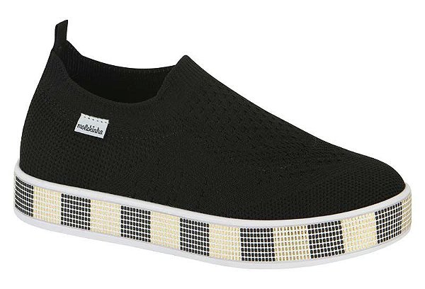 Tênis infantil Menina Slip On Molekinha-Preto