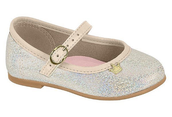 Sapatilha Infantil Menina Molekinha- Creme Holográfico