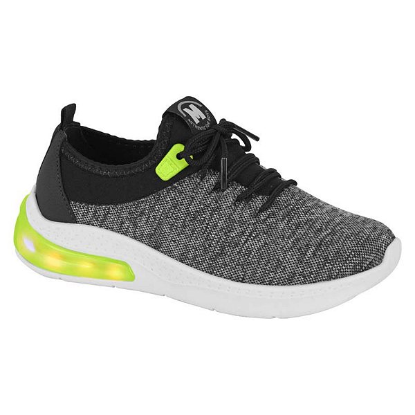 Tênis Infantil Menino Molekinho Led- Multi Cinza/ Verde