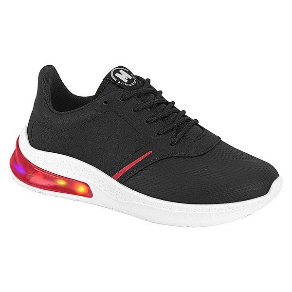 Tênis Infantil Menino Molekinho Led Neo- Preto/Vermelho