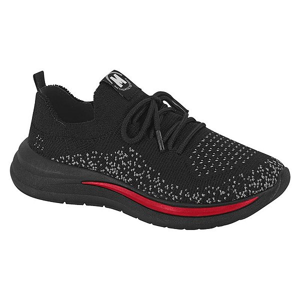 Tênis Infantil Menino Molekinho Knit- Multi Preto/Vermelho