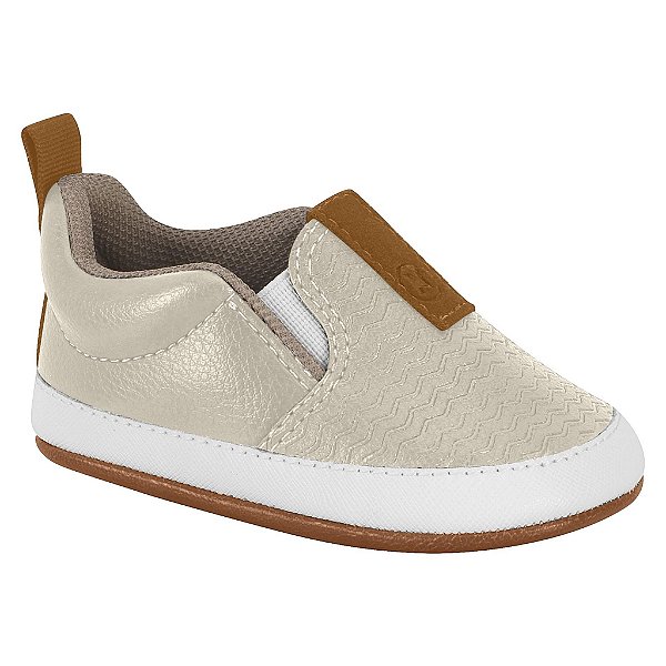 Tênis Infantil Menino Molekinho RN- Branco OFF/Caramelo