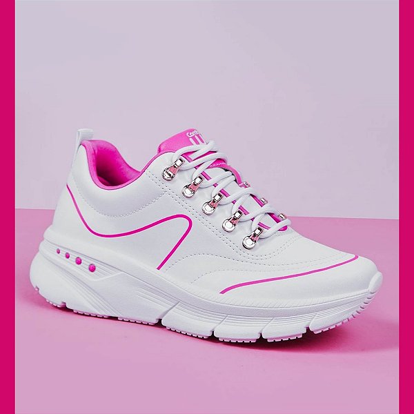 Tênis Comfortflex Walk- Branco/Pink - Pirulito Calçados