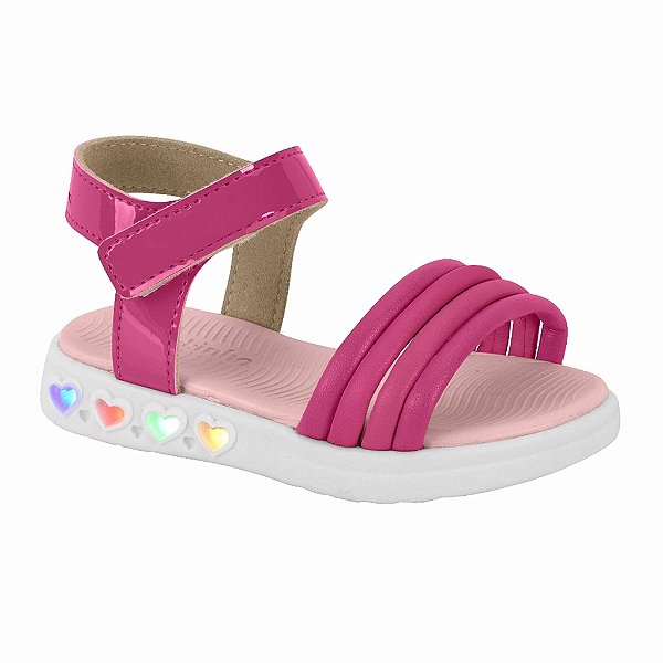 Sandália Infantil Menina Molekinha Led Verniz- Pink