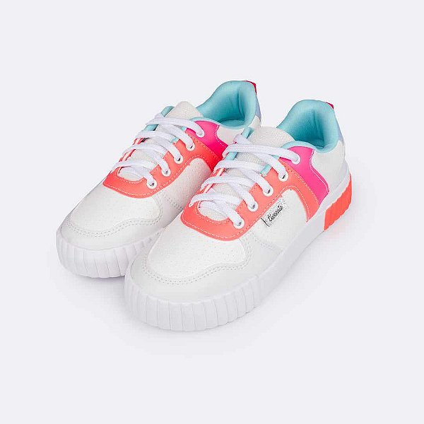 Tênis Infantil Menina Pampili Tweenie Liria- Branco/Coral