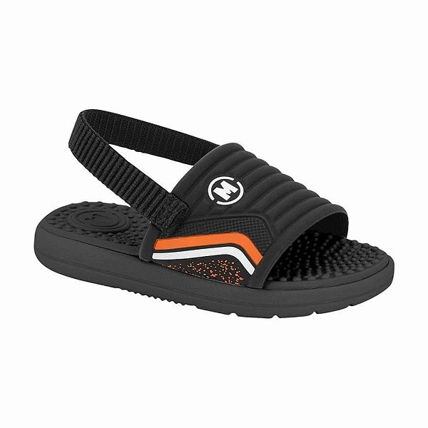 Chinelo Infantil Menino Molekinho- Preto/Laranja