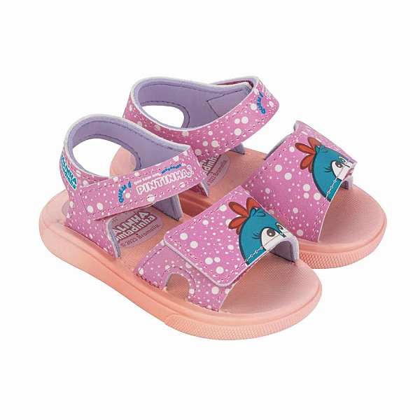 Sandália Infantil Menina Galinha Pintadinha PoPo- Rosa/Violeta